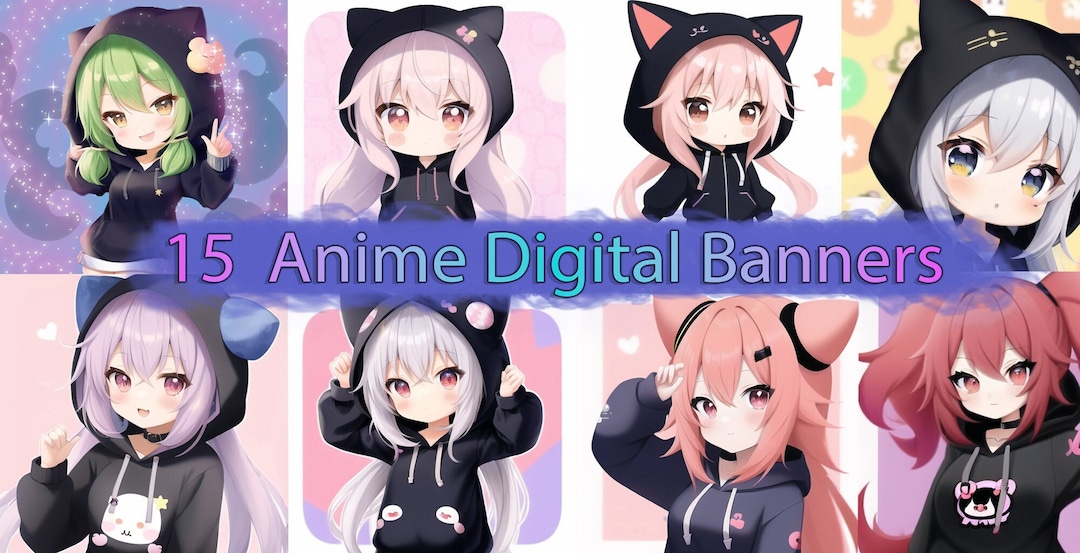 30 Cute Anime Digital Channel Banners and Images Etsy