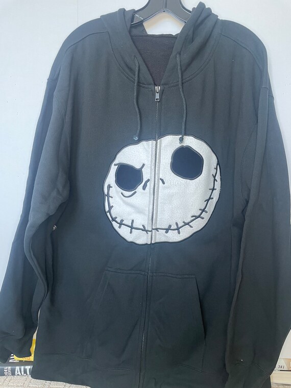 Vintage Jack Skellington Hooded Sweat with Felt A… - image 1