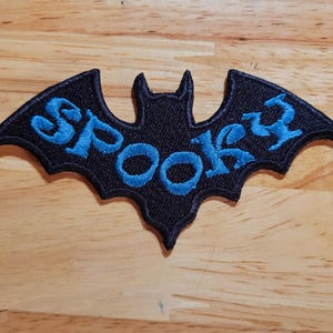 Spooky Bat- Blue on Black- Embroidered Patch