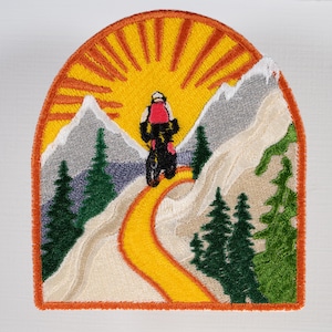 Mountain Bike Iron on Embroidery Patch