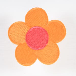 Daisy Flower Orange and Pink iron on embroidered patch