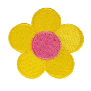Daisy Flower Yellow and Pink  embroidered patch