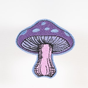 Cheshire Cat Mushroom- Sew-on or Iron-on Machine Embroidered Patch