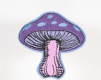 Cheshire Cat Mushroom- Sew-on or Iron-on Machine Embroidered Patch