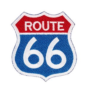 Route 66 - Embroidered  Patch in Blue and Red