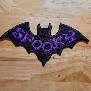 Spooky Bat - Purple on Black -  Embroidered Patch