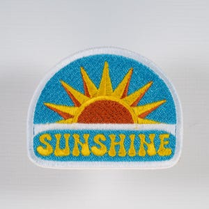 Sunshine Iron-on or Sew-on  Machine Embroidered Patch with Wine lettering