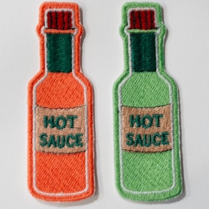 HOT SAUCE Patch Set  Embroidered iron-on Patches