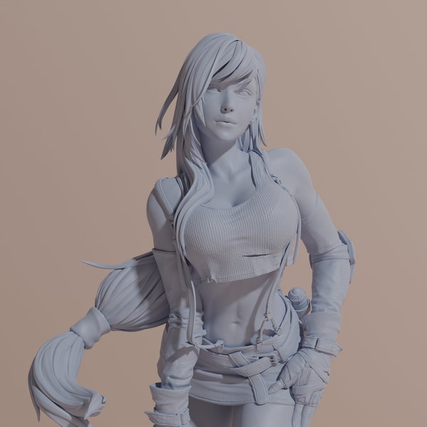 Figurine de Tifa Lockhart | Final Fantasy | Figurine Final Fantasy | Figurines de jeux vidéo | Jeux vidéo | Figurine imprimée en 3D | Impression de résine