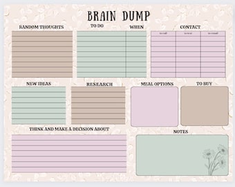 Brain Dump Digital Template, Enhance Your Focus, Brain Dump Ultimate Organizer - Declutter Your Mind and Boost Productivity!