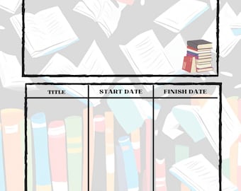 Monthly Book Log, Digital Template, Printable Book Log, Monthly Reading Log, Printable Template, Book Tracker, Reading List Log