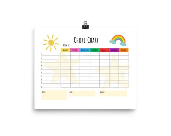 Chore Chart Template, Printable Chore Chart, Kids Chore Chart, Weekly Chore Planner, Chore Chart for Toddlers, Daily Chore Chart