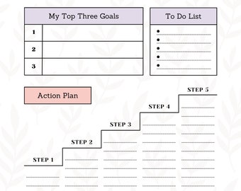 Goal Setting Tracker, Printable Template, Set Your Goals In An Organized Non Stressful Way