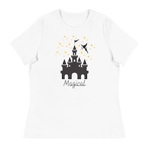 Disney Castle Magical Women&#39;s Relaxed T-Shirt, Tinkerbell, Disney Themed Shirt, Disney, Castle, Womens Clothing. Disney Magic, Tops and Tees