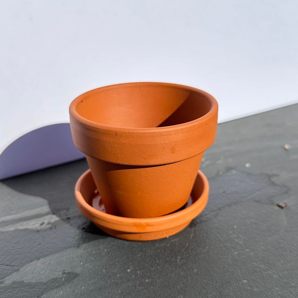 Discounted New 3in Terracotta Pots and Planters with Saucers for Plants orange