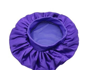 FELEFI Wide Band (Violet) Silky Satin Night Sleep Cap Hair Bonnet