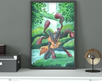 Watercolor Fantasy Creature Print, Geek Wall Decor, Collector Gift