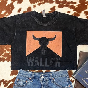 Wallen Crewneck Vintage Style Graphic Crop Top Tee | Wallen T-Shirt | Wallen Western Tee | Cowboy Wallen Shirt | Cute Graphic Tee