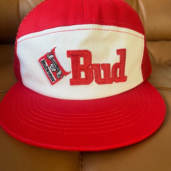 Limited Budweiser Mesh Snapback Hat | Classic Embroidered Vintage Trucker | Original Retro Red Summer Wear