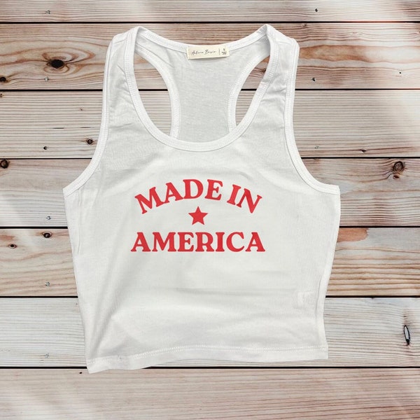 Made In America Crop Tank Top | Summer Racerback Tank Top | Fourth of July Outfit | Country Concert Top