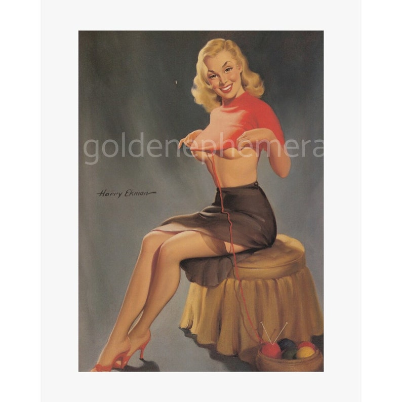 Tasteful Nude Art Vintage Woman Poster Antique Pinup Print Hot 