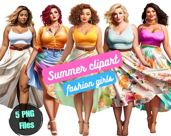 Summer girls clipart, fashion girls clipart,beach Girls Clipart,summer clipart,5 beautiful Women PNG with amazing dresses ,summer vibes