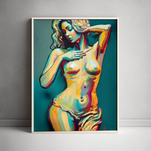 Printable Colorful Woman body ,oil painting inspired Wall Art Print, Abstract Print Art, Wall Decor Prints, Digital Download Art