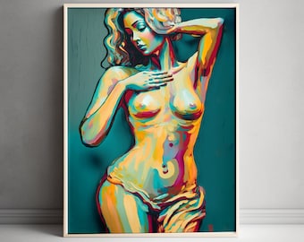Printable Colorful Woman body ,oil painting inspired Wall Art Print, Abstract Print Art, Wall Decor Prints, Digital Download Art