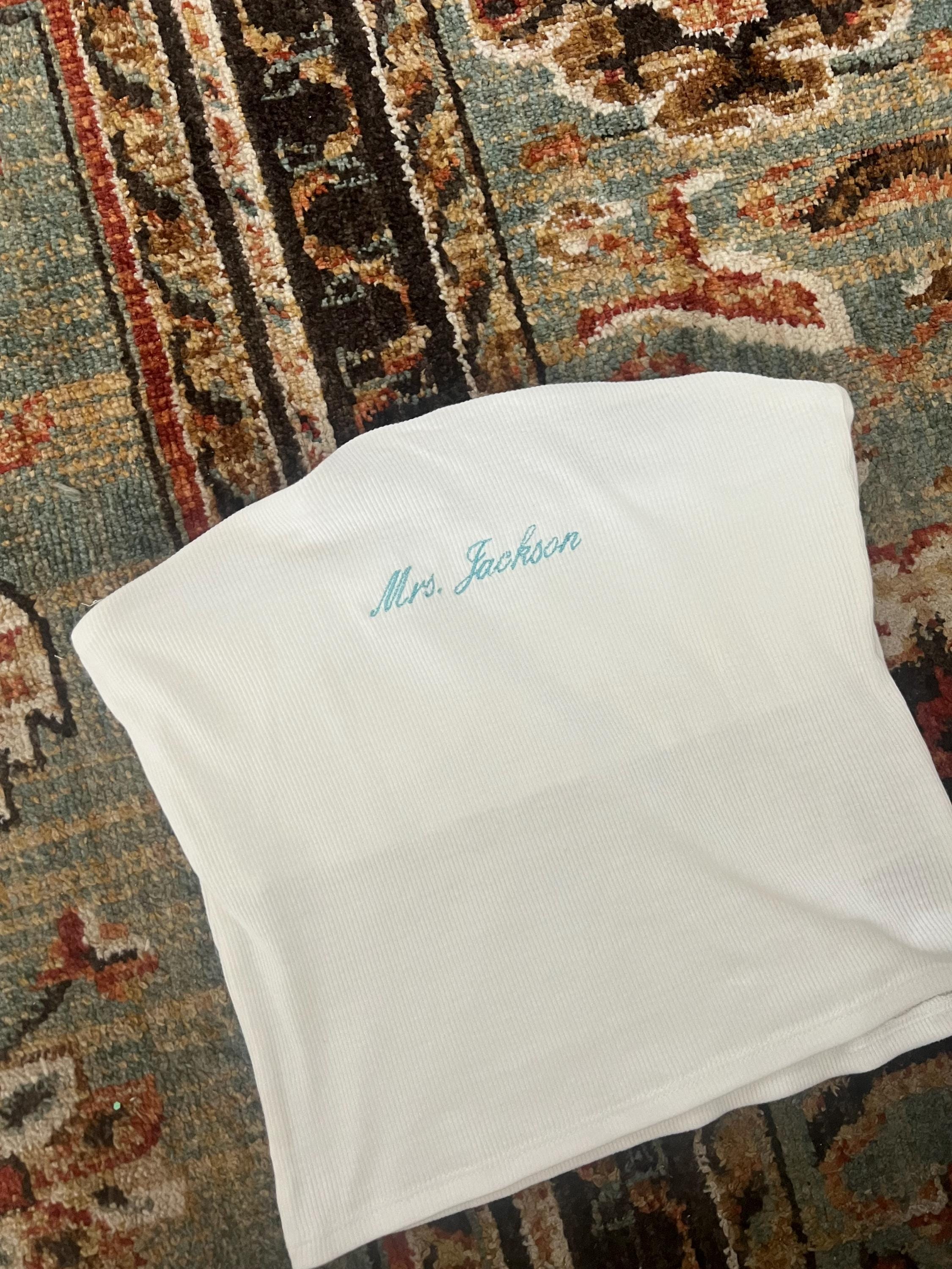 Embroidered CUSTOM Tube Top,Embroidered Bride Name Top, Custom Personalized Tube Top, Mama/Ms to Mrs Tube Top, Future Mrs Last Name Tube Top