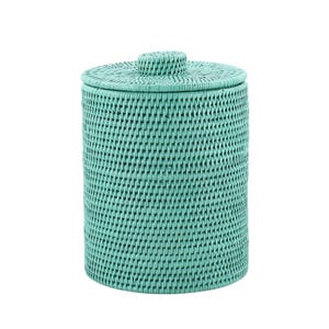 Rattan Sustainable Waste Basket Bin with Lid & Plastic Insert - Eco-Friendly Handmade Dustbin for Home and Office