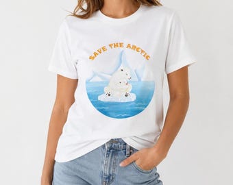 Save the Arctic Polar Bear T-Shirt: Climate Change Awareness, 100% Cotton