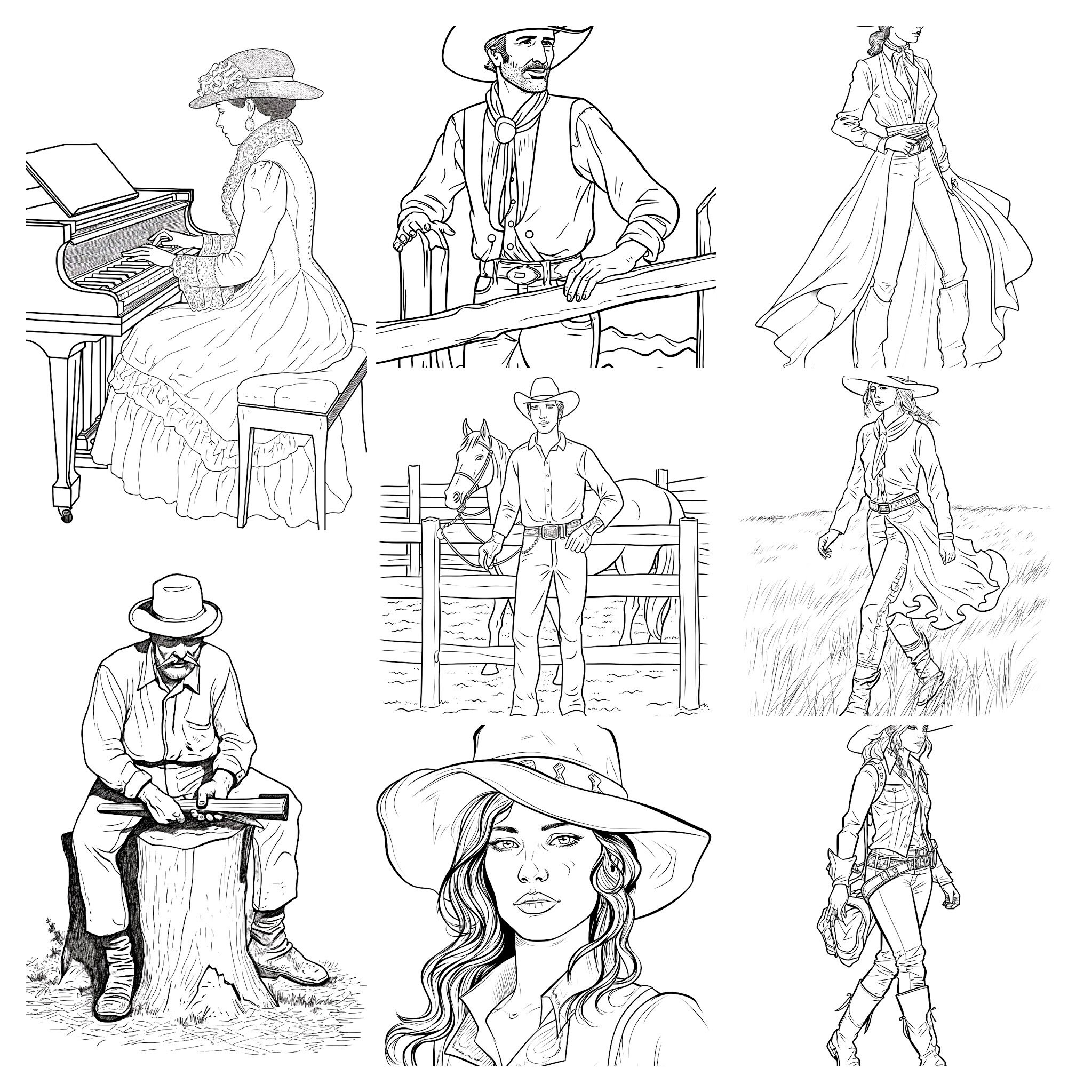 30 Old West Coloring Pages wild West, American Frontier, Cowboy ...