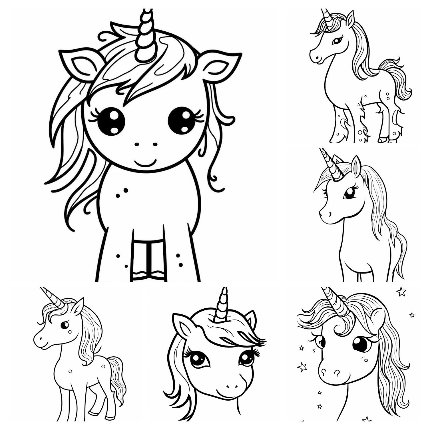 20 Cartoon Unicorn Coloring Pages Fantasy Magic Horses Etsy UK