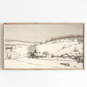 Winter Landscape Frame Tv Art, Snow Samsung Frame tv art, Vintage Tv Art for Winter, Landscape painting, Frame tv Art Winter