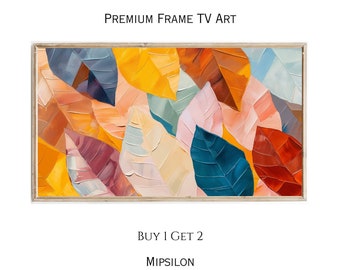 Autumn Leaves Frame TV Art, Modern Fall Samsung Frame Tv Art, Tv Art Heart, Beautiful Tv Decor, Fall Oil Painting Tv Art