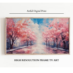 Cherry Blossom Frame TV Art oil painting, Spring season TV Art, Samsung Frame Tv Art, DIGITAL Download, Japan Floral Frame Tv Art - S004