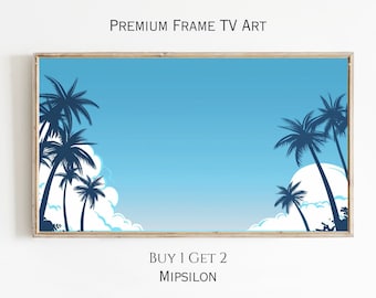 Summer Beach TV Art, Palm Tree Samsung Frame Tv Art, Vibrant Beach Digital Art, Sunny Frame tv art, Colorful Tv art
