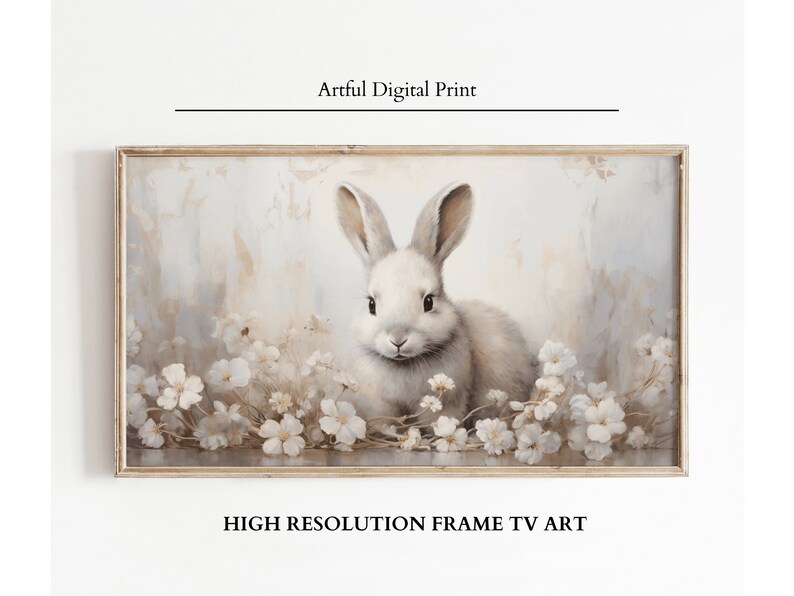 Brown Rabbit Frame Easter Bunny Frame Tv Art Spring Easter Frame TV Art Bunny Samsung ...