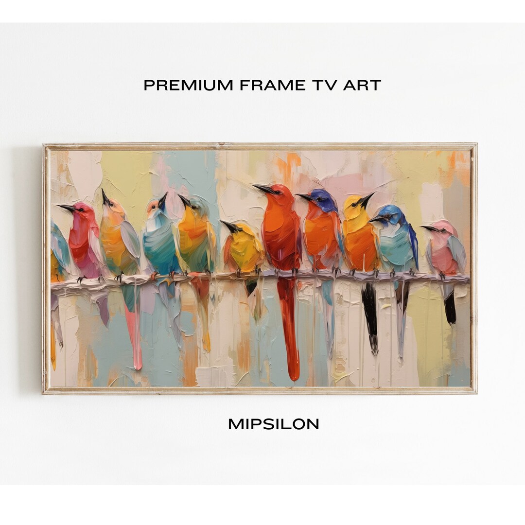 Colorful Birds Frame TV Art, Fall Samsung Frame Tv Art, Birds Tv Screen ...