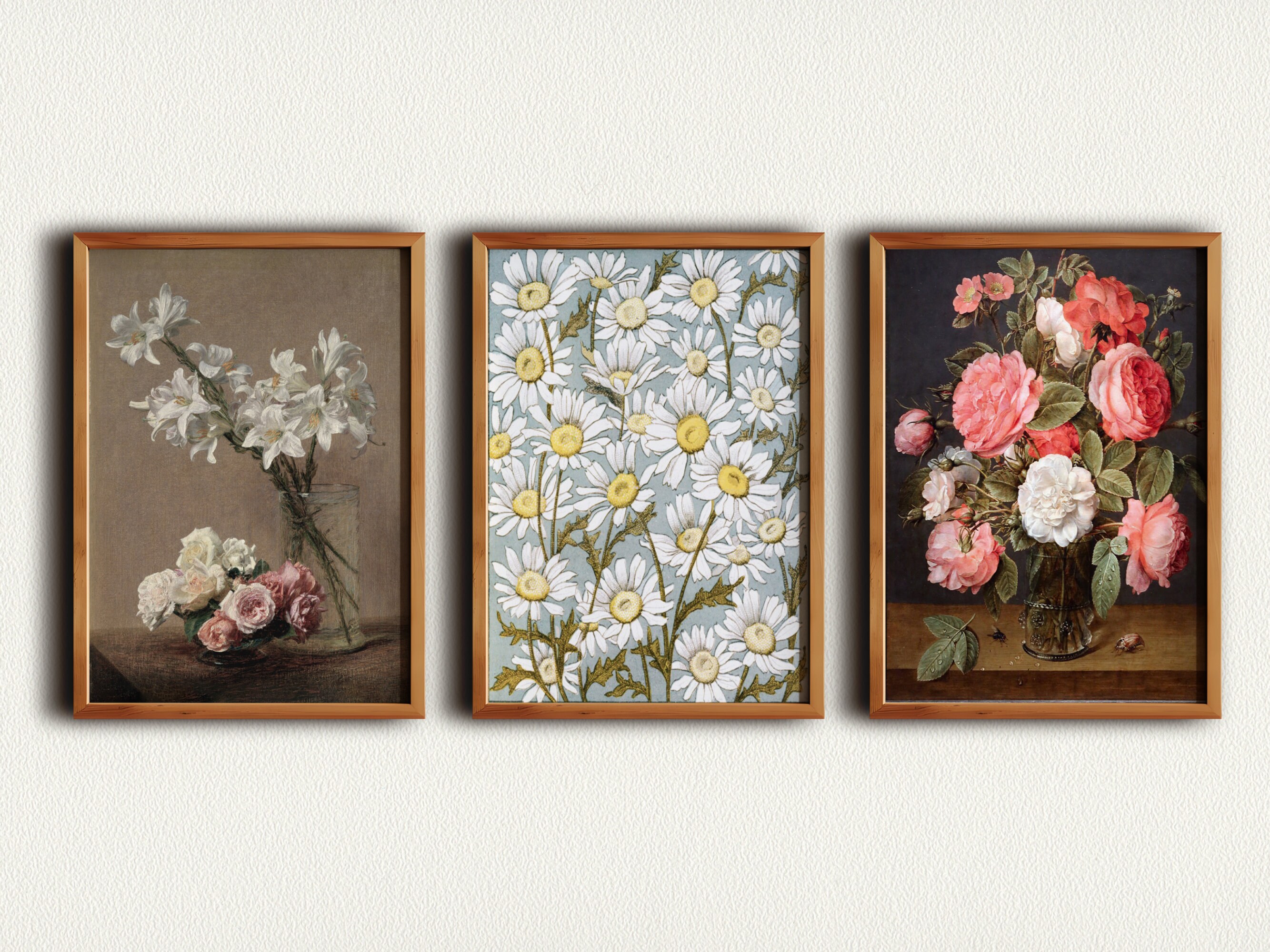 Vintage Floral Wall Art Set 9, Printable Gallery Wall Art Set, Living ...