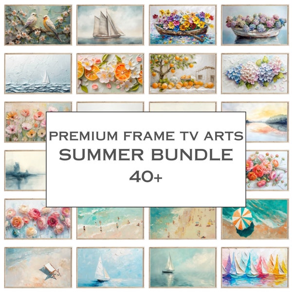 Ensemble d'oeuvres d'art pour l'été pour la télévision, 40 ans et plus, ensemble d'oeuvres d'art Samsung printemps/été pour la télévision, ensemble d'oeuvres d'art pour la plage, fleurs, oeuvre d'art abstraite moderne