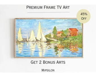 Exclusive Vintage Frame TV Art, Samsung Frame Tv Art, Digital Vintage Art, Summer Frame Tv Art, Sail Boat Vintage Art, Vintage Beach Tv Art