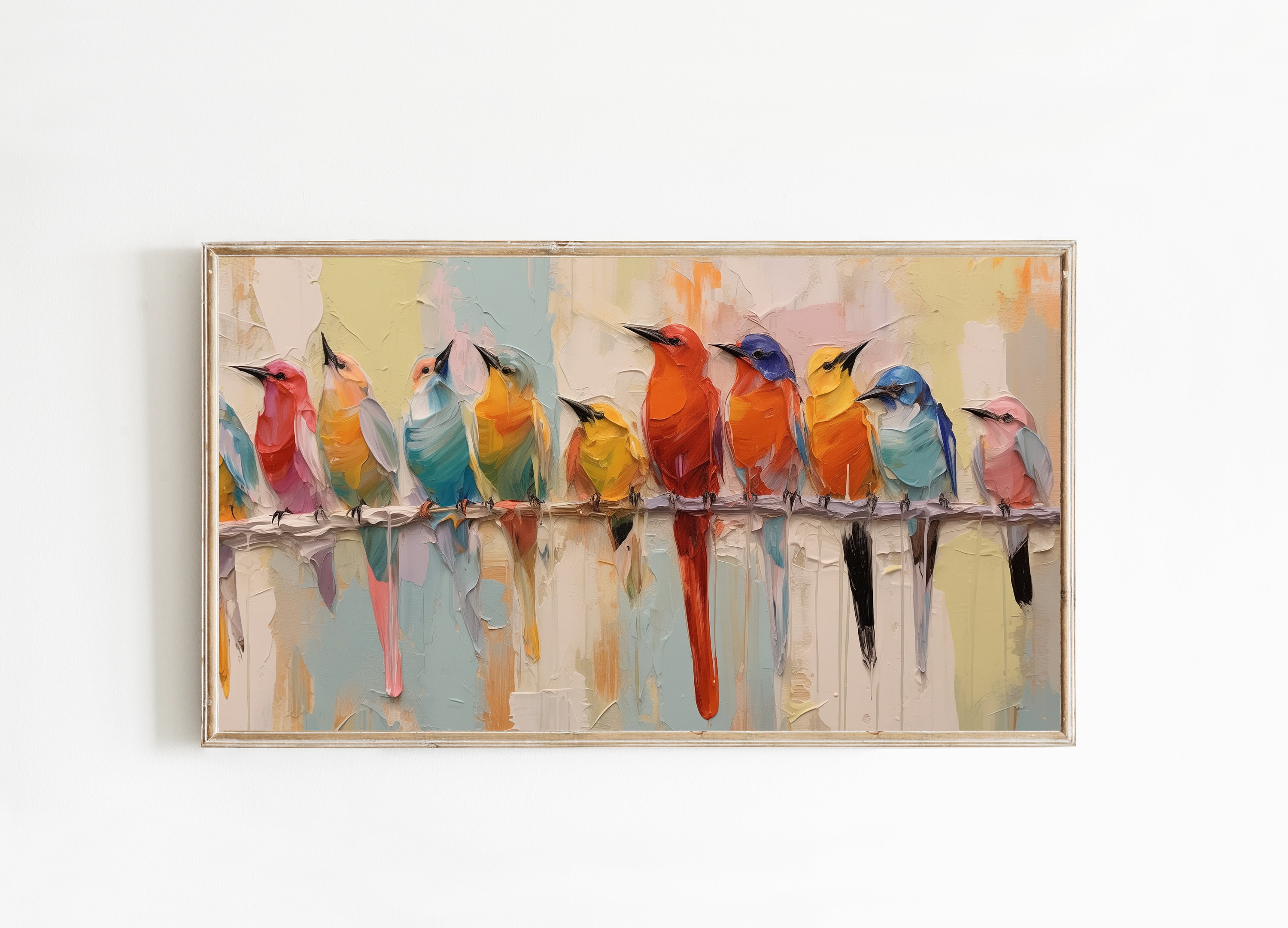 Colorful Birds Frame TV Art, Fall Samsung Frame Tv Art, Birds Tv Screen ...