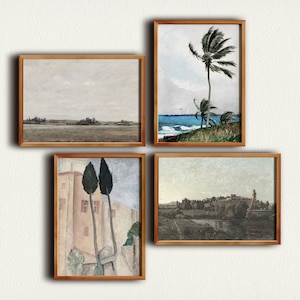 Vintage Landscape Wall Art Set 4, Printable Country Gallery Wall Art Set, Living Room Wall Decor, Antique Gallery Set, Instant Download