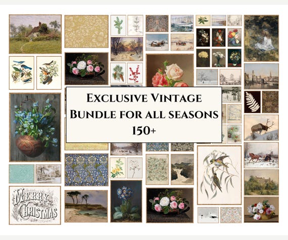Printable Vintage Gallery Wall Arts Bundle 150+, Muted Landscapes Wall Arts, Rusty Wall Arts, French Country Prints, Coastal Prints Digital