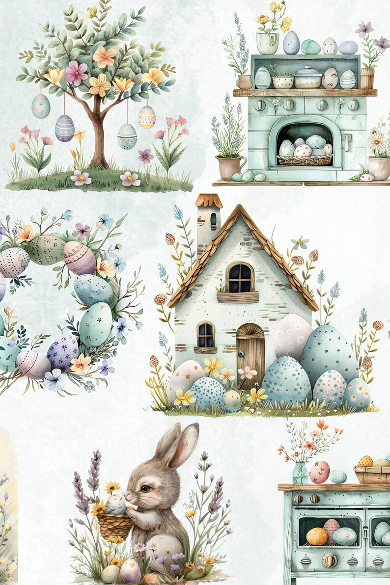 Easter Cliparts Bundle - 80 HD PNG Files, Clipart Pastel Colors and ...