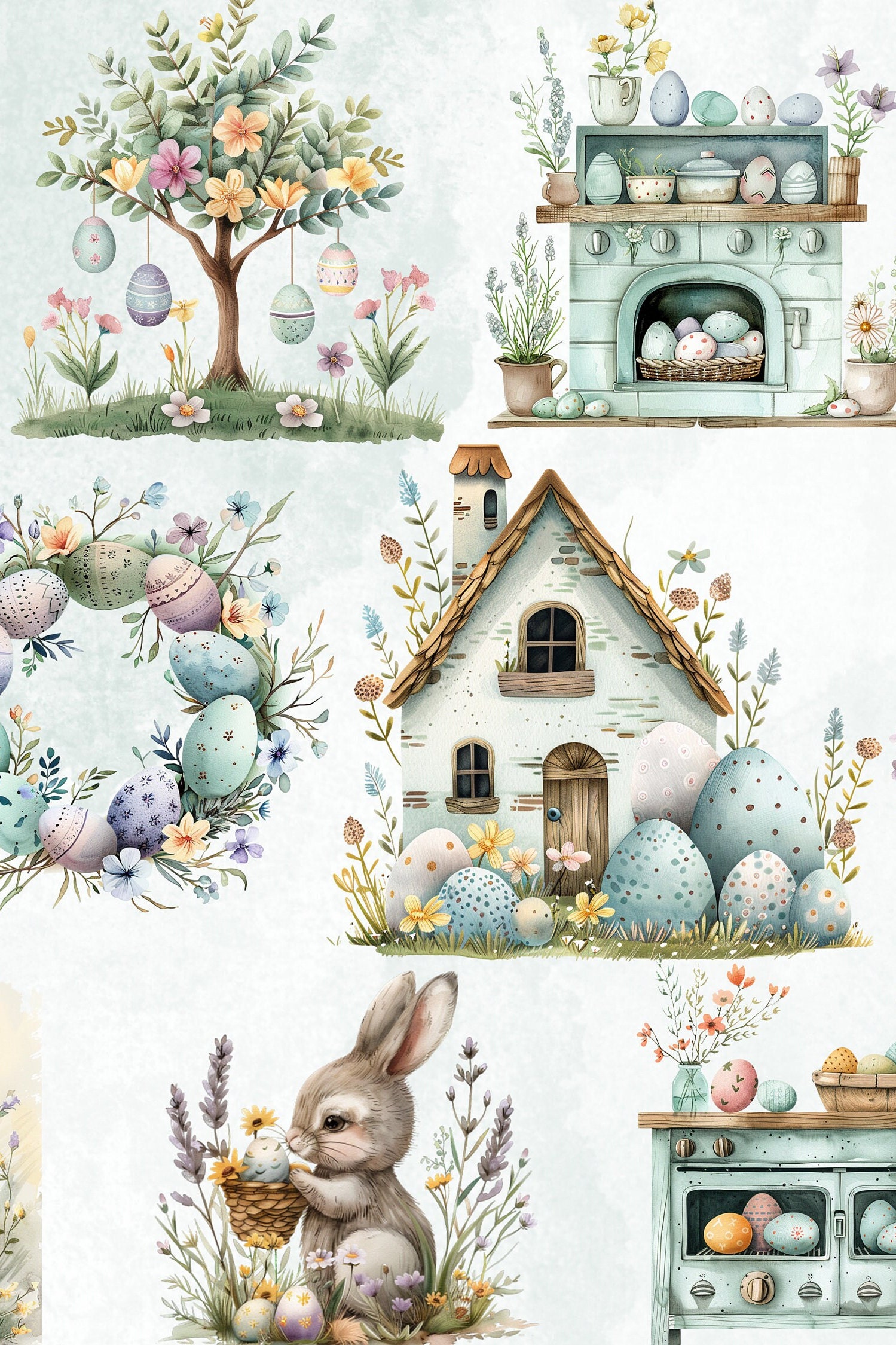 Easter Cliparts Bundle - 80 HD PNG Files, Clipart Pastel Colors and ...