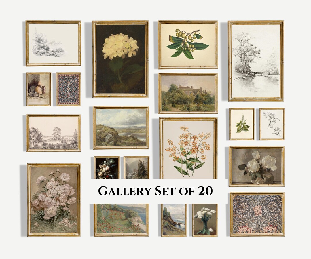 Printable French Country Wall Art Set 20, Moody Gallery Art Set