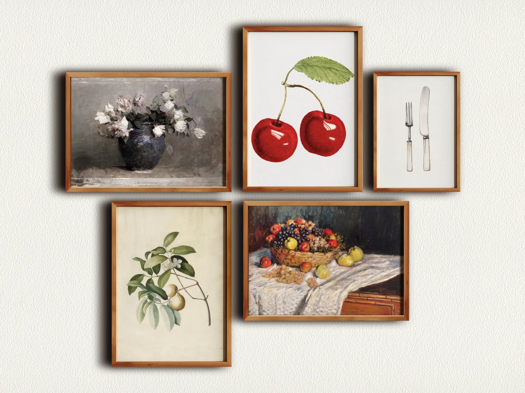 Vintage Kitchen Wall Art Set - 5, Printable Gallery Wall Art Set ...
