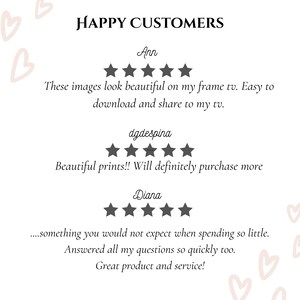 May include: A screenshot of customer reviews for a product. The reviews are positive and include five-star ratings. The text reads "HAPPY CUSTOMERS" and includes the names of the reviewers, Ann, dgdespina, and Diana. Each review includes a positive comment about the product.